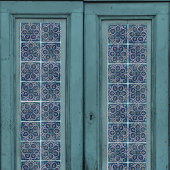Arabesque Floral Blauwgroen Blue in White Tile Dec Tissuepapier
