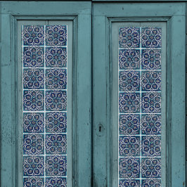 Arabesque Floral Blauwgroen Blue in White Tile Dec Tissuepapier