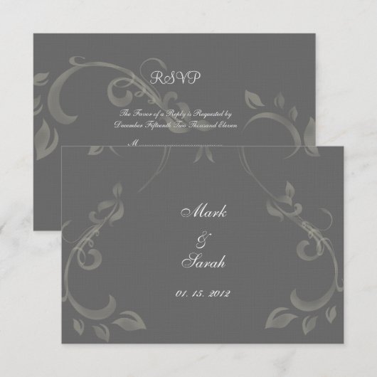 Arabesque Flourish Chalkboard RSVP (Voorkant / Achterkant)