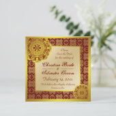 Arabesque Gold Lace, 5.25x5.25 save the date (Staand voorkant)
