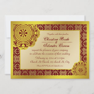 Arabesque Gold Lace, 5.5x7.5 huwelijksuitnodiging Kaart