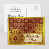 Arabesque Gold Lace, bewaar de datum briefkaart (Voorkant / Achterkant)