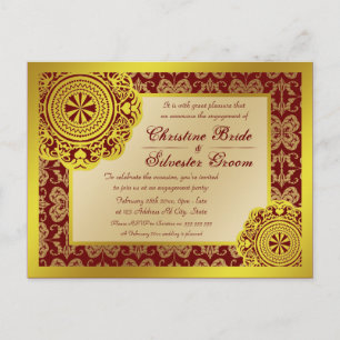 Arabesque Gold Lace, verloving aangekondigd Uitnodiging Briefkaart