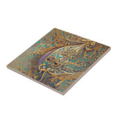 Arabesque Gold turquoise geometrische digitale kun Tegeltje (Zijkant)
