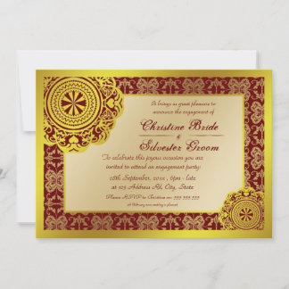 Arabesque gouden kant, 5x7 verloving kaart