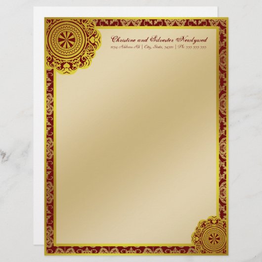 Arabesque gouden kant, briefhoofd (Voorkant / Achterkant)