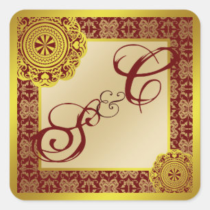 Arabesque gouden kant, monogram souvenir sticker