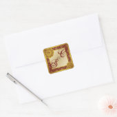 Arabesque gouden kant, monogram souvenir sticker (Envelop)