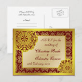Arabesque gouden kant, RSVP briefkaart (Voorkant / Achterkant)