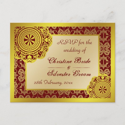 Arabesque gouden kant, RSVP briefkaart (Voorkant)