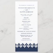 Arabesque huwelijksprogramma | Marineblauw Programmakaart (Voorkant)