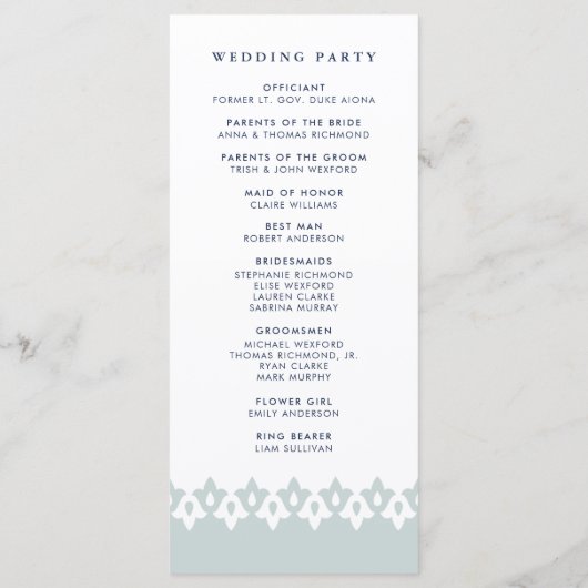 Arabesque huwelijksprogramma | Mist Programmakaart (Achterkant)