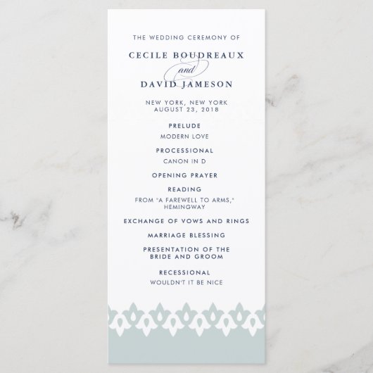 Arabesque huwelijksprogramma | Mist Programmakaart (Voorkant)