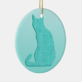 Arabesque Kat - tinten turquoise Keramisch Ornament (Rechts)