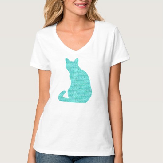 Arabesque Kat - tinten turquoise T-shirt (Voorkant)