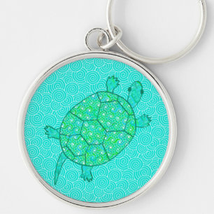 Arabesque krulturtle - tinten zeegroene kleur sleutelhanger