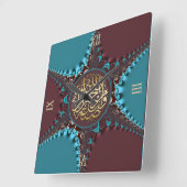 Arabesque Lace Blessings Calligraphy Wall Clock Vierkante Klok (Hoek)