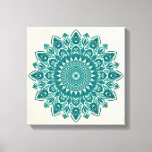 Arabesque Mandala Art – Blauwgroen & Turquoise geo Canvas Afdruk (Voorkant)