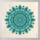 Arabesque Mandala Art – Blauwgroen & Turquoise geo Poster (Voorkant)