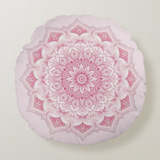 Arabesque Mandala Kussen – Roze Geometrische Decor (Voorkant)