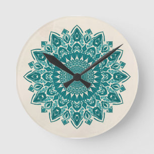 Arabesque Mandala wandklok – Blauwgroen geometrisc