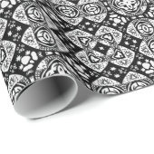 Arabesque Mosaic Tile Pattern Black and White Cadeaupapier (Rol Hoek)