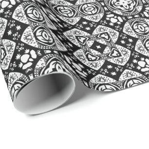 Arabesque Mosaic Tile Pattern Black and White Cadeaupapier