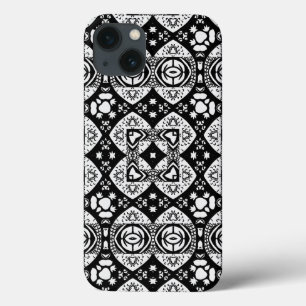 Arabesque Mosaic Tile Pattern Black and White Case-Mate iPhone Case