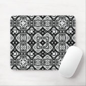 Arabesque Mosaic Tile Pattern Black and White Muismat (Met muis)