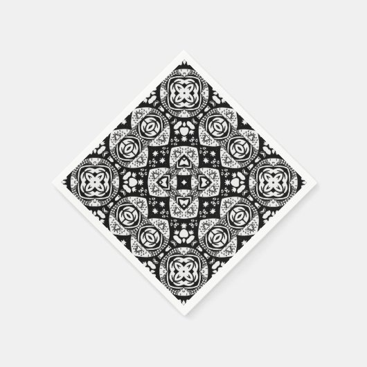 Arabesque Mosaic Tile Pattern Black and White Servet (Hoek)