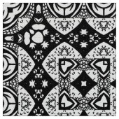 Arabesque Mosaic Tile Pattern Black and White Stof (Close Up)