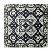Arabesque Mosaic Tile Pattern Black and White Tegeltje (Voorkant)