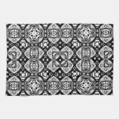 Arabesque Mosaic Tile Pattern Black and White Theedoek (Horizontaal)