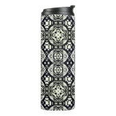 Arabesque Mosaic Tile Pattern Black and White Thermosbeker (Gedraaid links)