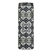 Arabesque Mosaic Tile Pattern Black and White Thermosbeker (Achterkant)