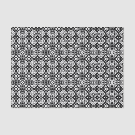 Arabesque Mosaic Tile Pattern Black and White Tissuepapier (Voorkant)