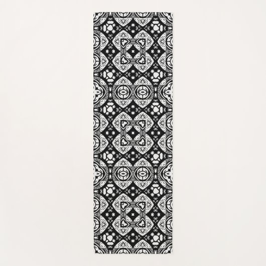 Arabesque Mosaic Tile Pattern Black and White Yogamat (Voorkant)