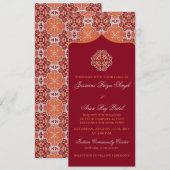 Arabesque Oranje Rood Indische bruiloft Lengte Kaart (Voorkant / Achterkant)