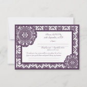 Arabesque Paarse Lace, 3,5 x 5 inch bruiloft rsvp (Achterkant)