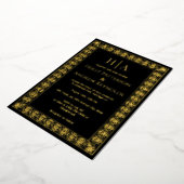 Arabesque Palm Frame #1 Wedding Couple Initials Folie Feestdagenkaart (Gedraaid)