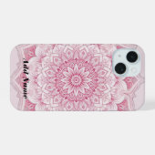Arabesque Pink Mandala Hoesje iPhone 15 Case (Achterkant horizontaal)