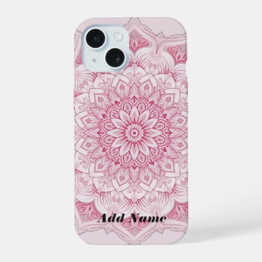 Arabesque Pink Mandala Hoesje iPhone 15 Case (Achterkant)