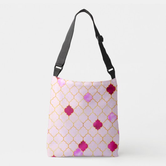 Arabesque Pink Tile Crossbody Tas (Voorkant)