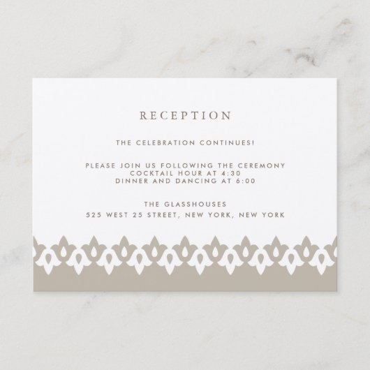 Arabesque Reception Kaart | Champagne Glinstering (Voorkant)