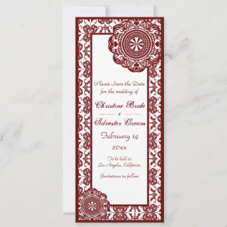 Arabesque Red Lace, 4x9.25 save the date