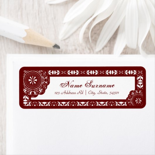 Arabesque rode kant, adresetiketten etiket (Insitu)