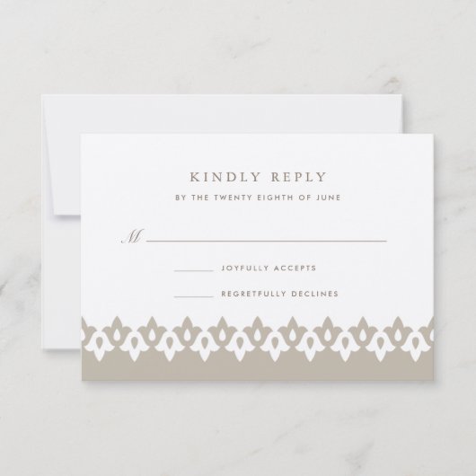 Arabesque RSVP-kaart | Champagne Shimmer RSVP Kaartje (Voorkant)