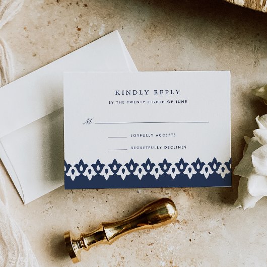 Arabesque RSVP-kaart | marine RSVP Kaartje