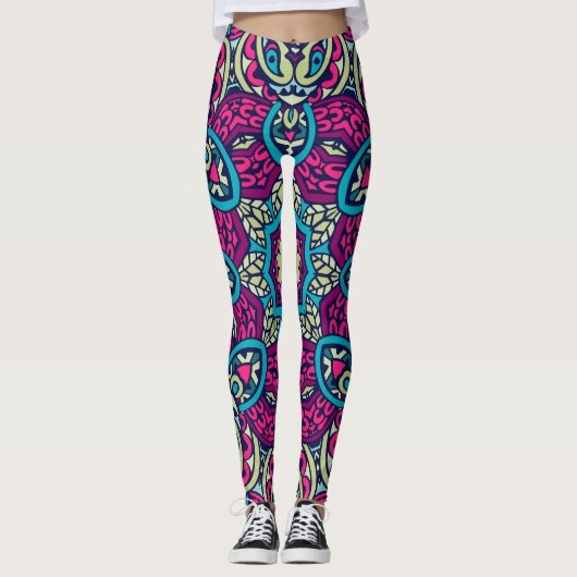 Arabesque Scrapbook Pattern Leggings (Voorkant)