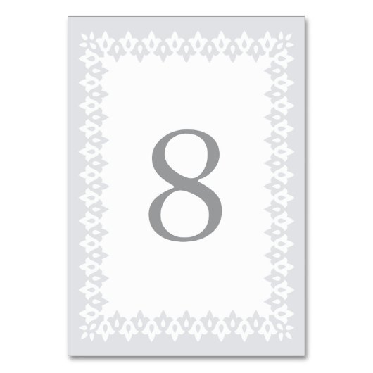 Arabesque Table Number Kaart | Grijs (Voorkant)